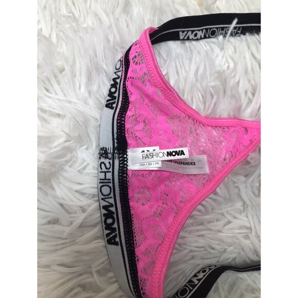 Fashion Nova Lace HOT PINK Thong Women's Size X-Large PLUS Sz NWOT - Picture 5 of 6